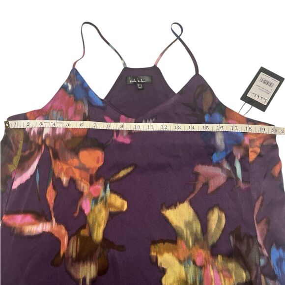 Nicole Miller Maxi Dress L Purple Floral Boho Pockets Shelf Bra NWT Fall Vibes - Picture 4 of 10
